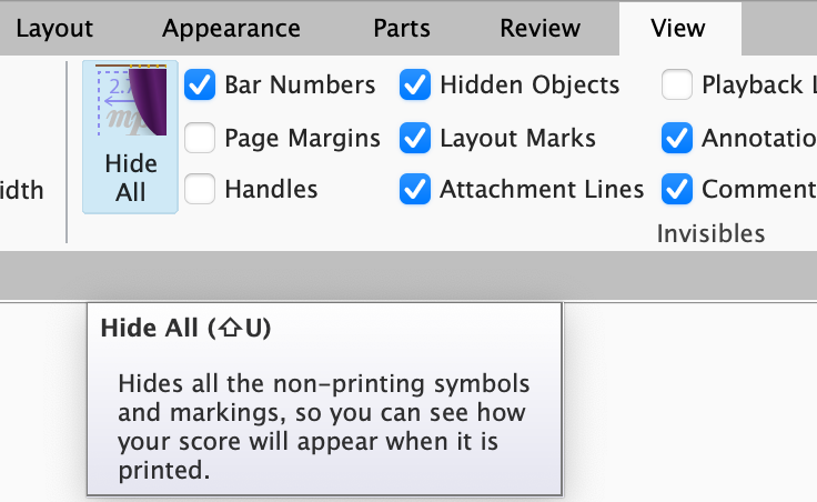 Hide All Custom Shortcut Shift and U